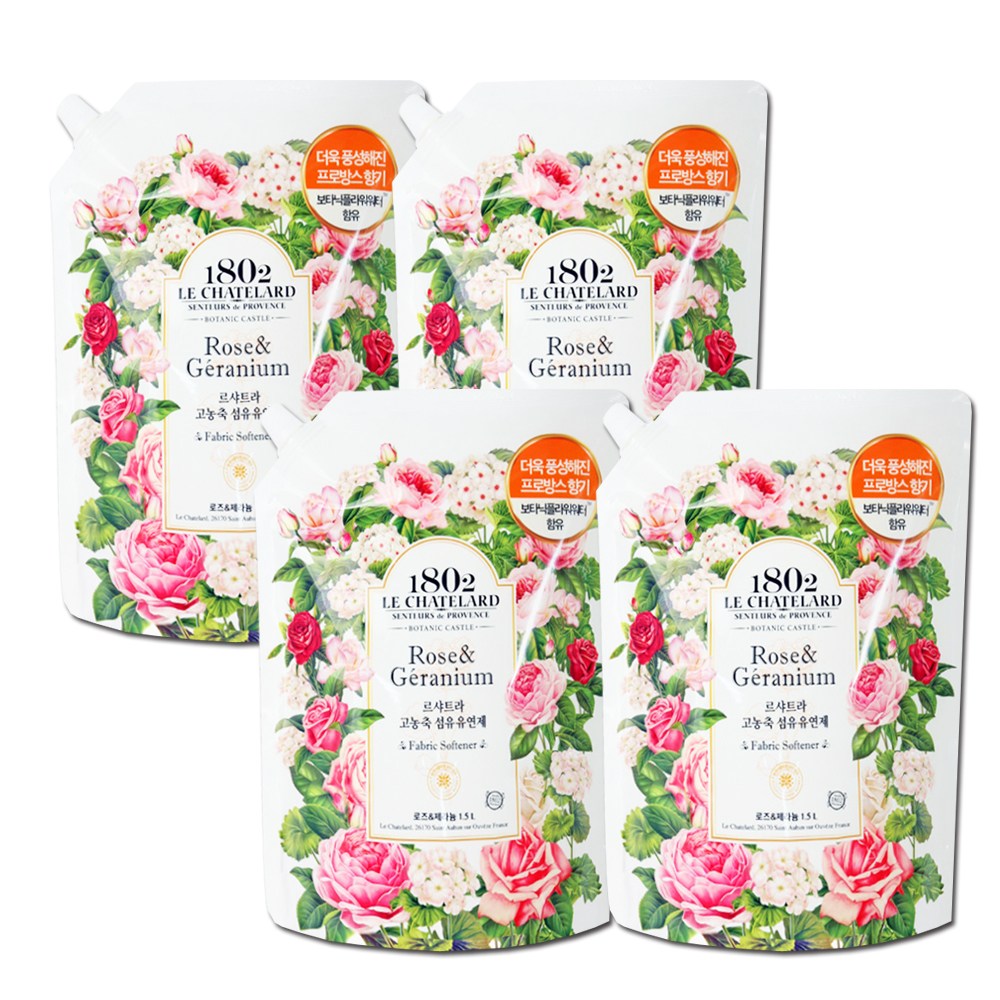 르샤트라 보타닉 로즈 제라늄 고농축섬유유연제 리필 1.5L, 4개, 1.5L 16,890원