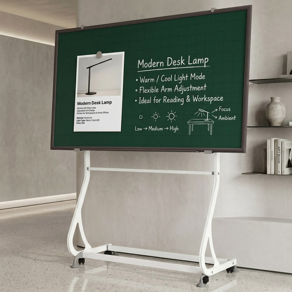 (주)토탈하얀칠판 청자석 분필보드+S라인스탠드세트 (월넛우드), 월넛우드 205,000원