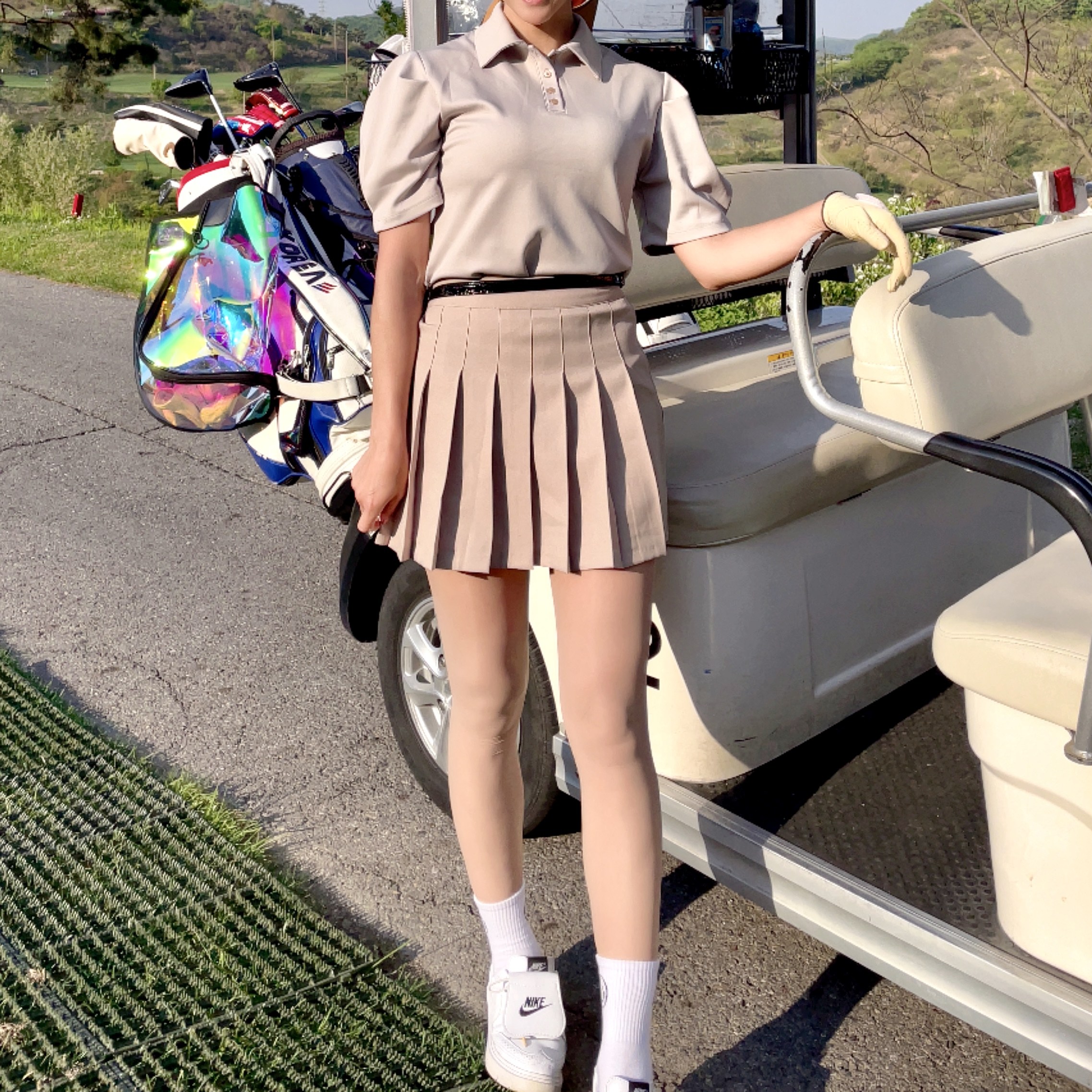 여성 골프웨어 미디 플리츠 주름 스커트 빅사이즈 골프웨어 업피치 33,660원