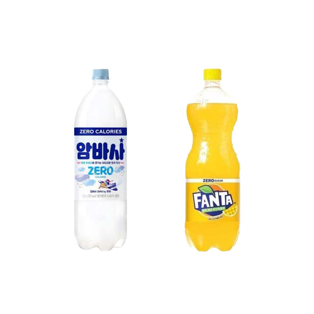 [드링킹] 환타 제로 파인애플 1.5L 1개 +암바사 제로 1.5L 1개 (총2개) 6,300원