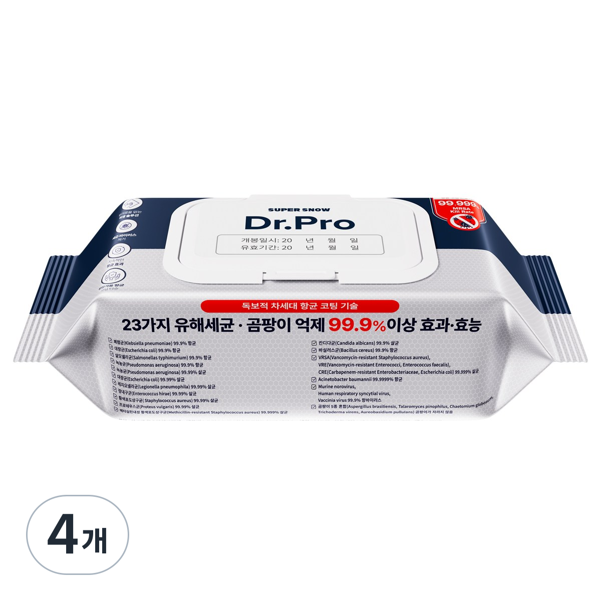 슈퍼스노우 닥터프로(Dr. Pro) 와입스 소독 살균 티슈 세정 찌든때 기름 클리너 화장실 곰팡이 억제 청소 다목적클리너, 4개 46,290원