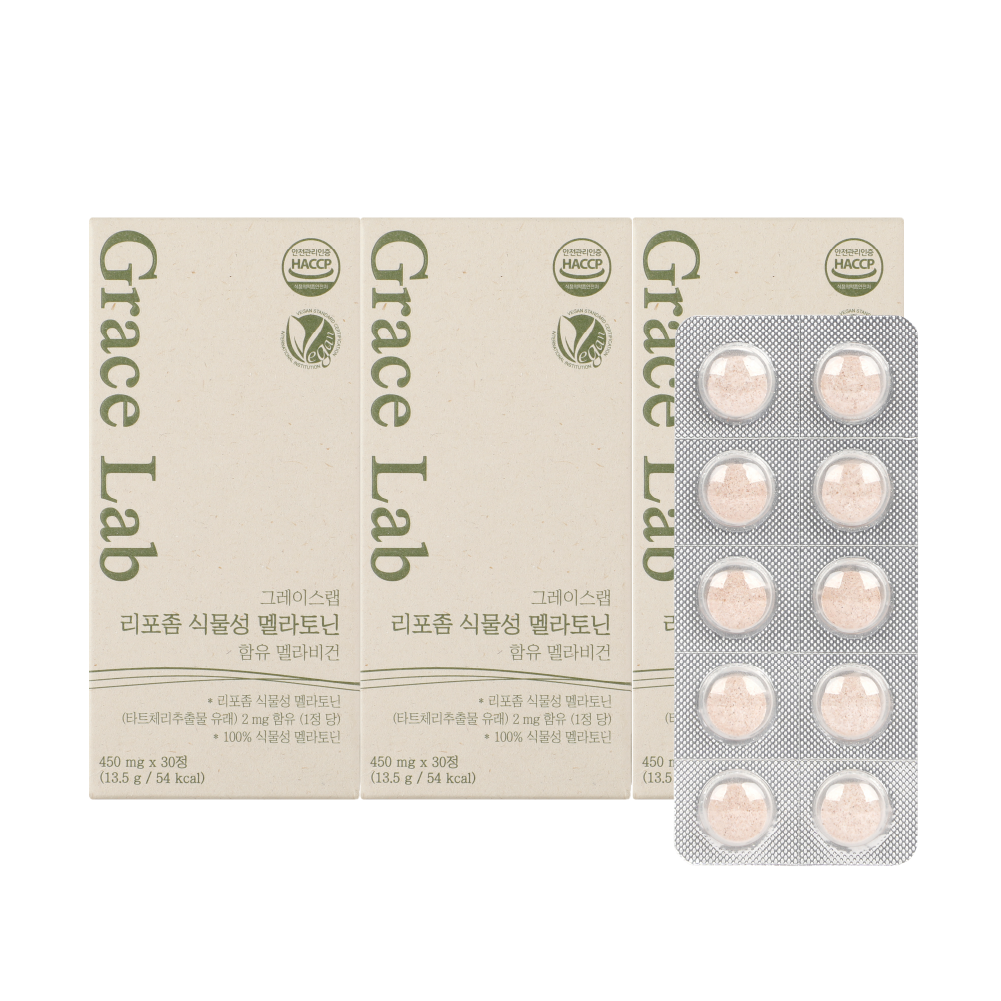 그레이스랩 리포좀 식물성 멜라토닌 함유 멜라비건, 3개, 30정 97,370원