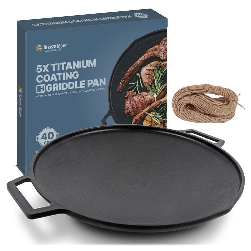 브리즈문 티타늄 5중코팅 인덕션 겸용 통주물 캠핑 그리들 팬 40cm 34,800원