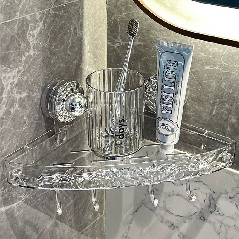 KDNC 강력 흡착식 벽걸이 욕실 삼각 선반, 투명색, 1개 10,800원