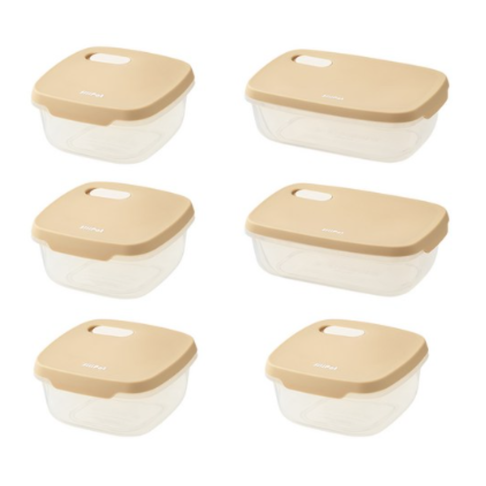 실리팟 프리미엄 실리콘 모던 냉동밥 보관 밀폐 이유식 정사각 4p + 직사각 2p 용기 세트 연베이지 101,800원