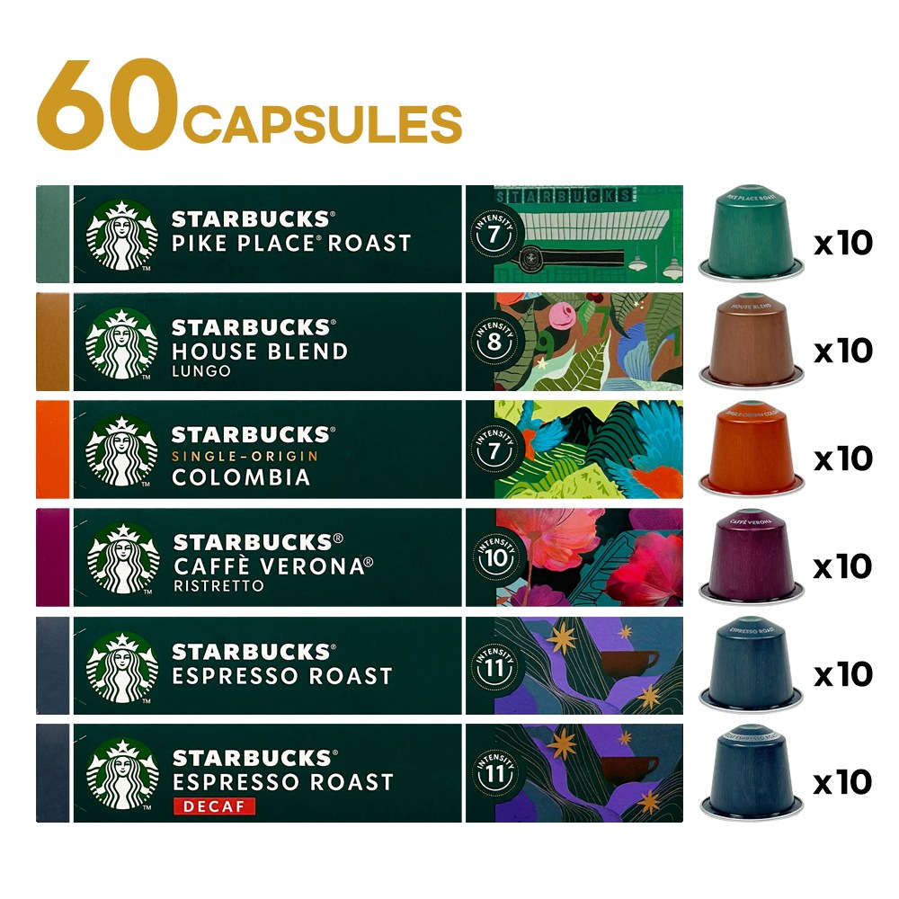 스타벅스 캡슐커피 네스프레소 호환 6종 세트 60캡슐 파이크,하우스블랜드,콜롬비아,베로나,에스프레소,디카프 47,800원