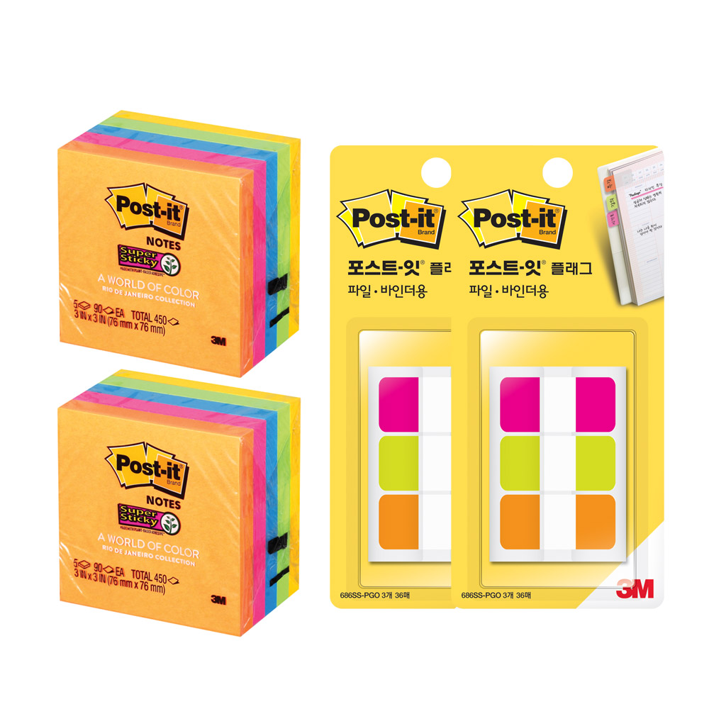 쓰리엠 포스트잇 강한점착용 654-5SSUC 리우데자네이루 2p + 인덱스 탭 686SS-PGO 2p 20,350원