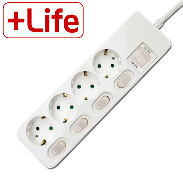 신성 국산 4구 멀티탭 개별 스위치 (16A), 1개, 3m 13,350원