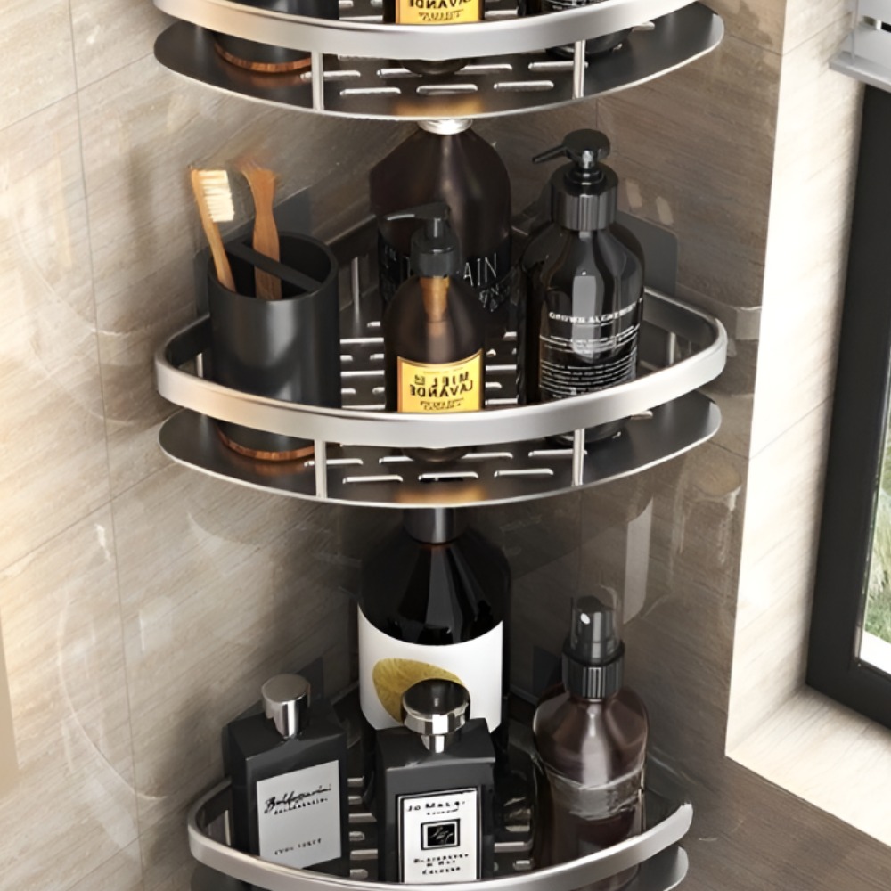 solen 초강력 무타공 욕실 코너선반, 실버 3단, 1개 17,900원