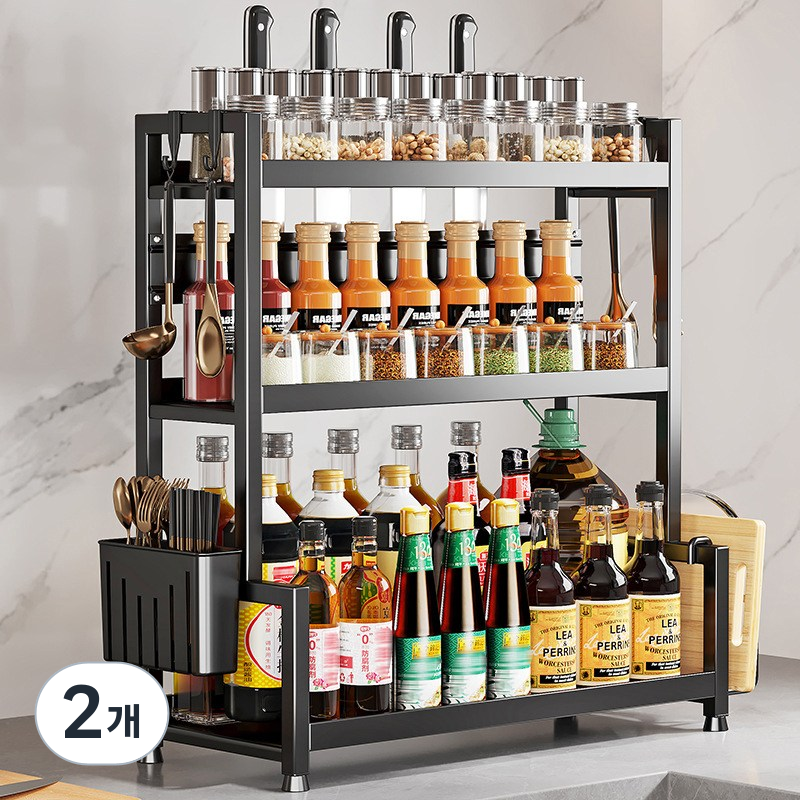 정싱 주방 양념선반 주방 싱크대 양념통 정리 선반 칼걸이 수저통 걸이후크 도마 거치대 정리대, 블랙, 2개 38,900원