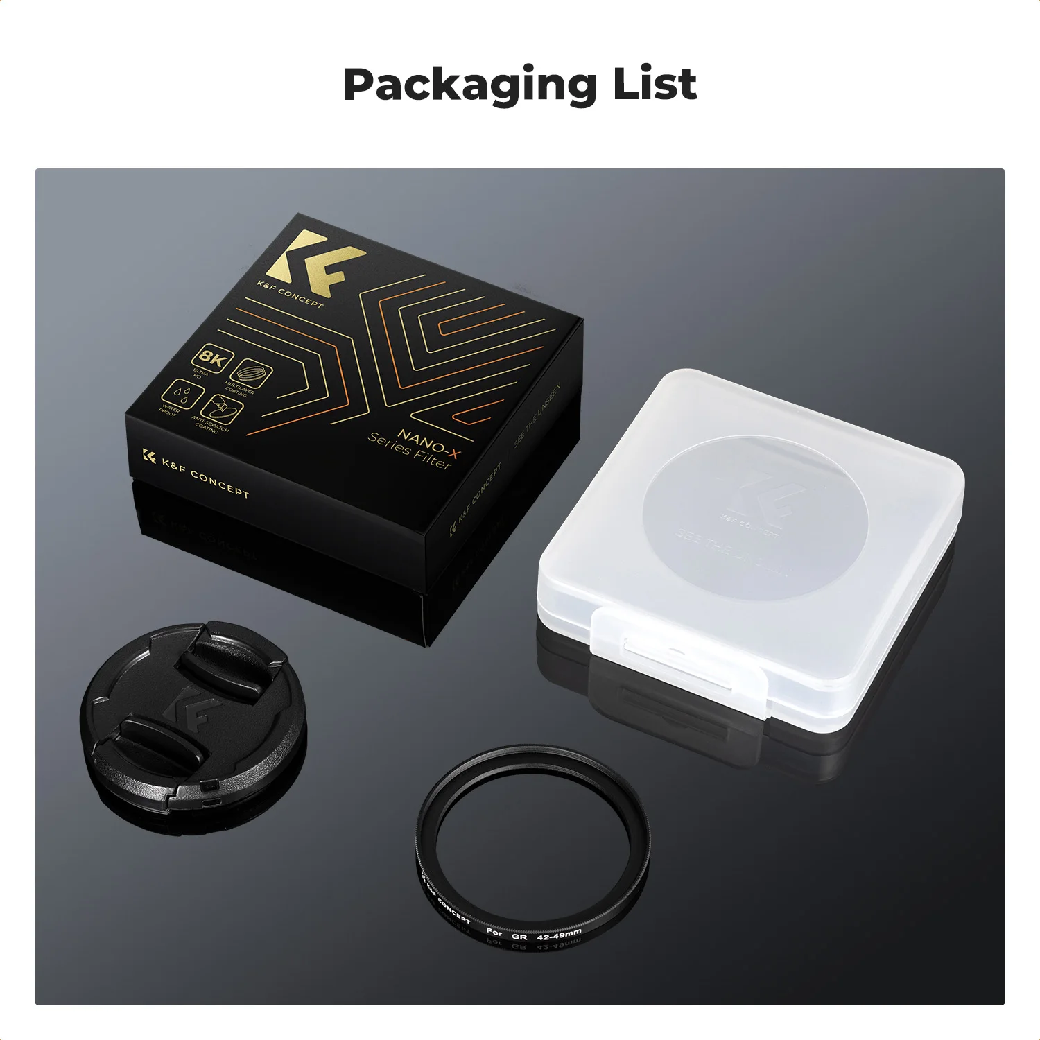 K&F Concept 리코 렌즈 필터 어댑터 링 42-49mm 커버 포함 GRII 카메라 모델용 나노-X 시리즈 39,400원