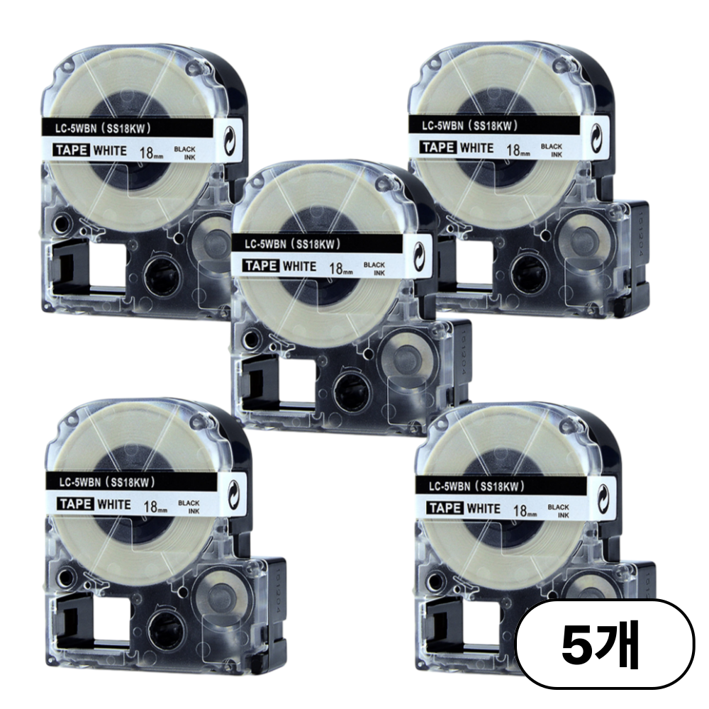 집으로프레시 앱손 라벨 테이프 호환, 18mm, 흰색배경_검은글자 5개세트 28,500원