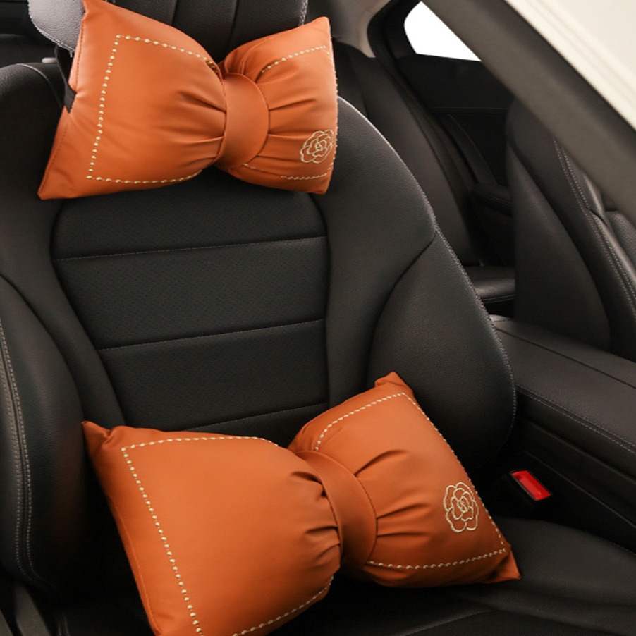 크로니클 차량용 리본 목쿠션 + 허리쿠션 세트, 카멜, 1세트 34,230원