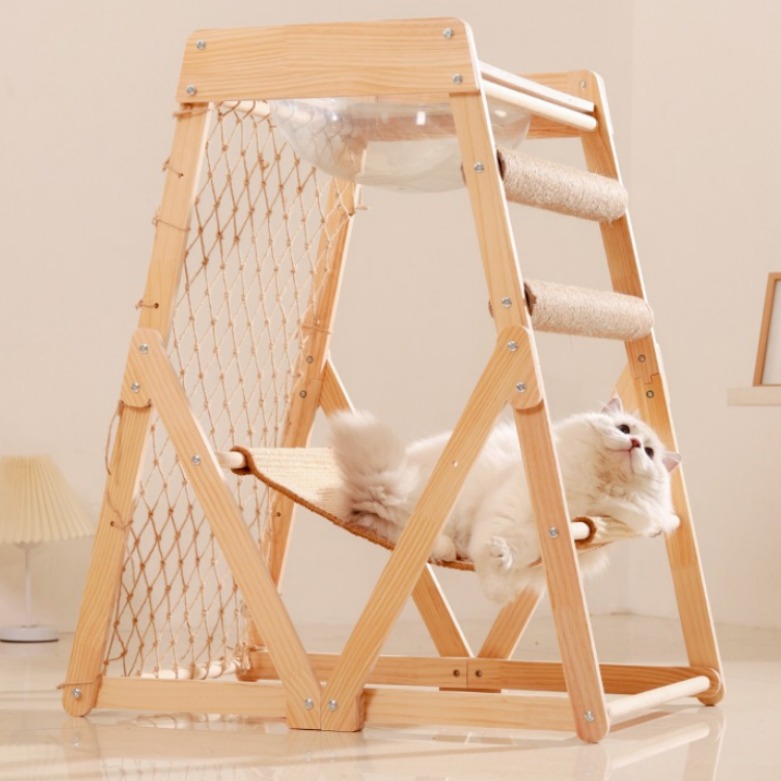 한수 고양이 사냥놀이 원목 캣타워 스트레스해소 해먹 놀이터 42,400원
