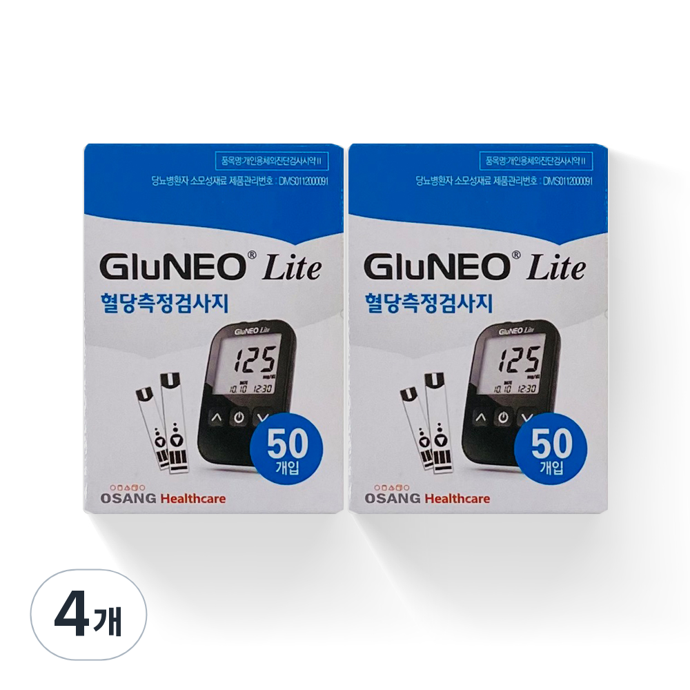 오상헬스케어 글루네오 라이트 혈당검사지, 4개, 50개입 35,200원