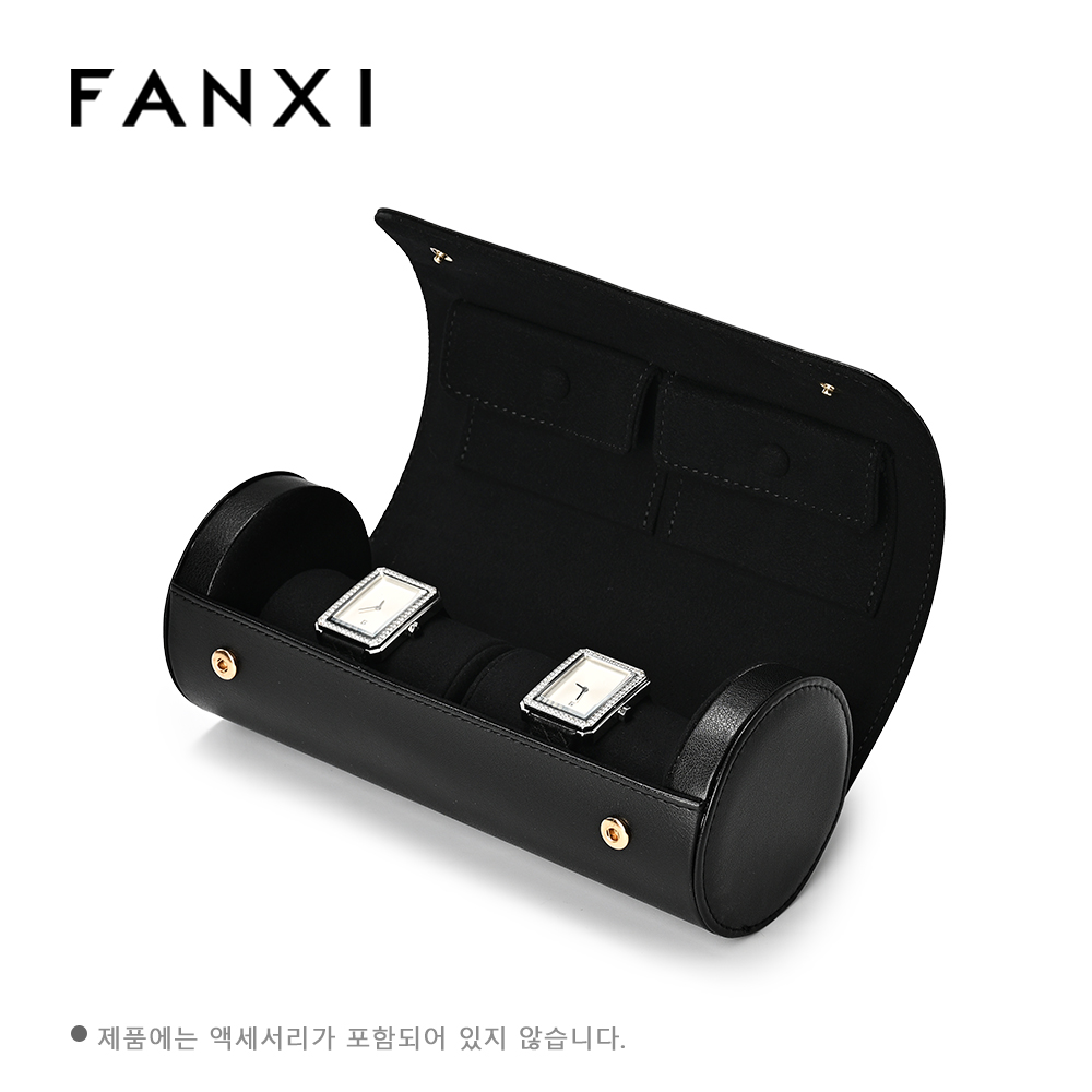 FANXI 여행용 커플 반지 케이스/시계 상자 PU가죽 반지 가방 여행용 고급 시계가방 2구 커플반지 상자 다기능 휴대용 시계 가방 가족 손목시계보관함 반지 보관함 정리함, 1개, B02401시계 가방,블랙 42,000원