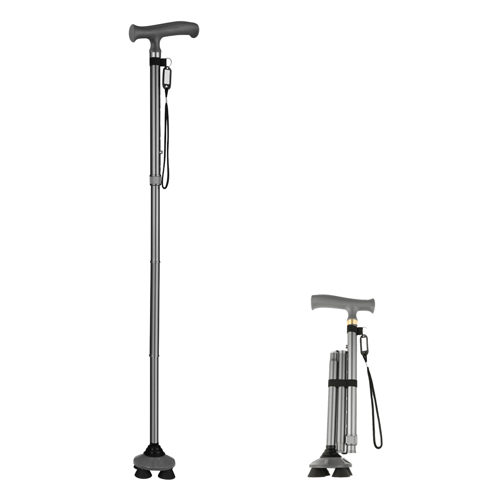 이지코리아 접이식 4발 어르신 지팡이 경량 워킹 스틱, 1개, 실버 17,200원