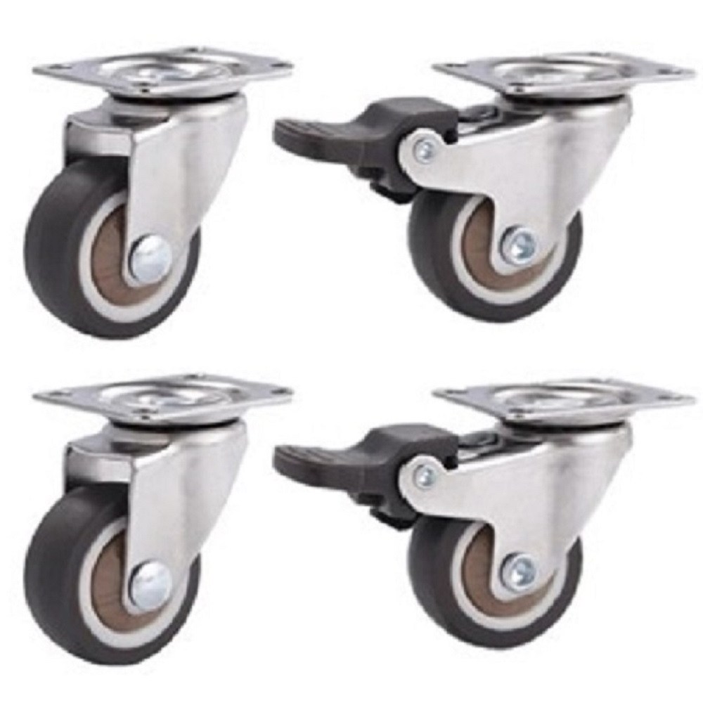 1인치 1.5인치 가구바퀴 무소음 회전형 + 브레이크형 캐스터 고무재질, 1세트 11,330원