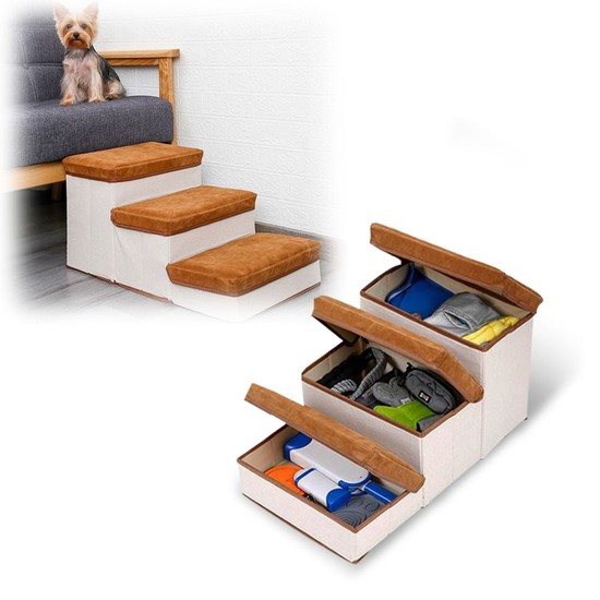 강아지침대계단 애견계단 반려견 고양이 펫 스텝 강아지 침대 쇼파 계단 애견용품 펫스텝 발판수납함 70,300원