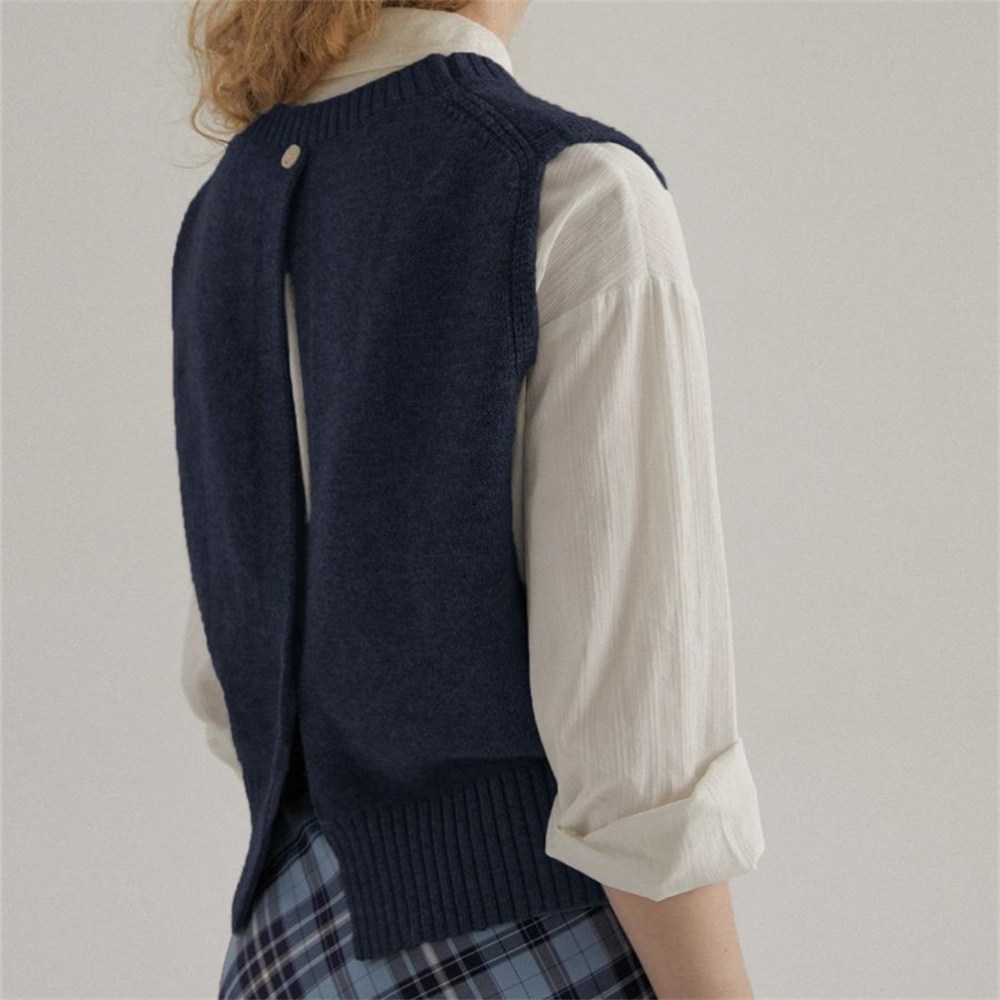 Vezri 여성 가을 클래식 니트 조끼 백 오픈 디자인 17,580원