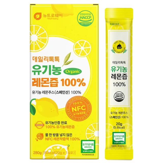뉴트로웨이 데일리톡톡 유기농 100% 레몬즙 원액 스틱 스페인산 오가닉 12,900원