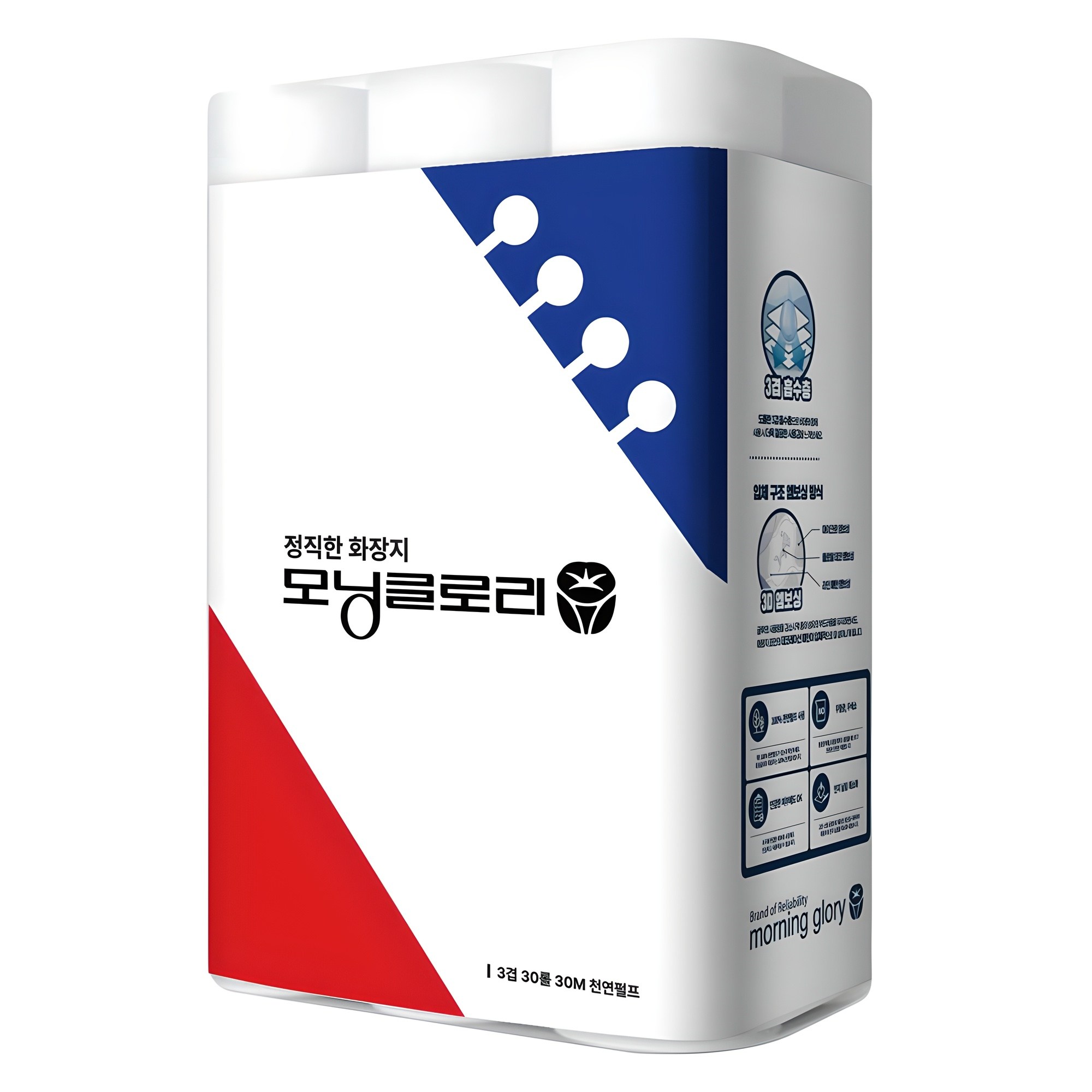 모닝글로리 3겹 정직한 프리미엄 천연펄프 화장지, 30m, 30개입, 1개 17,630원