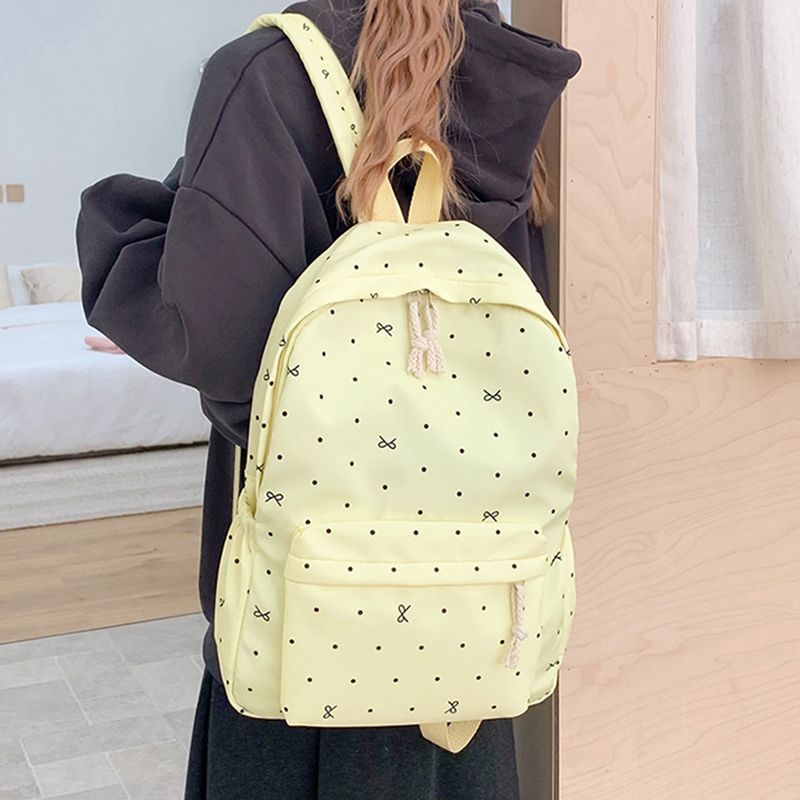 소리달 코틴 도트 리본 패턴 경량 나일론 캐주얼 백팩 22,800원