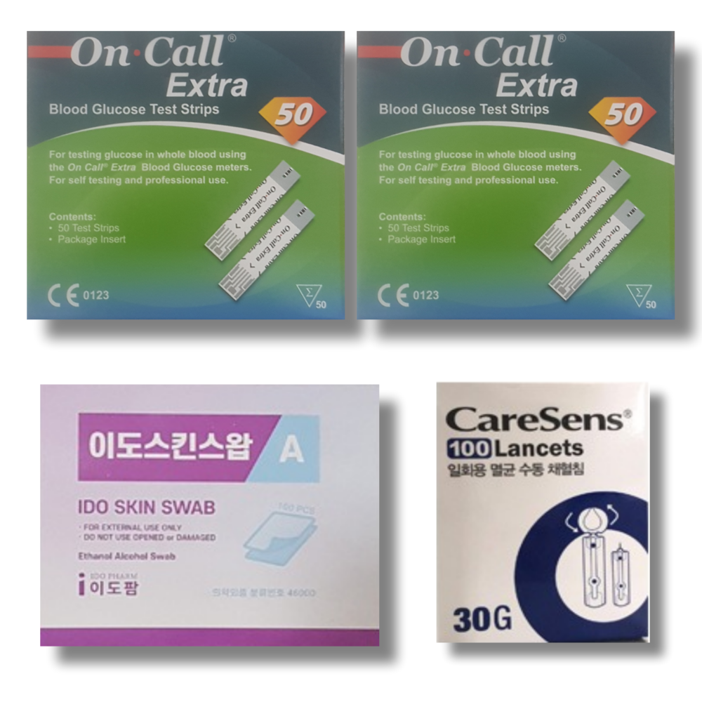 YL 온콜 엑스트라 검사지100매+침100개+솜100매 On Call Extra 혈당 측정 시험지 혈당지 당뇨 32,600원