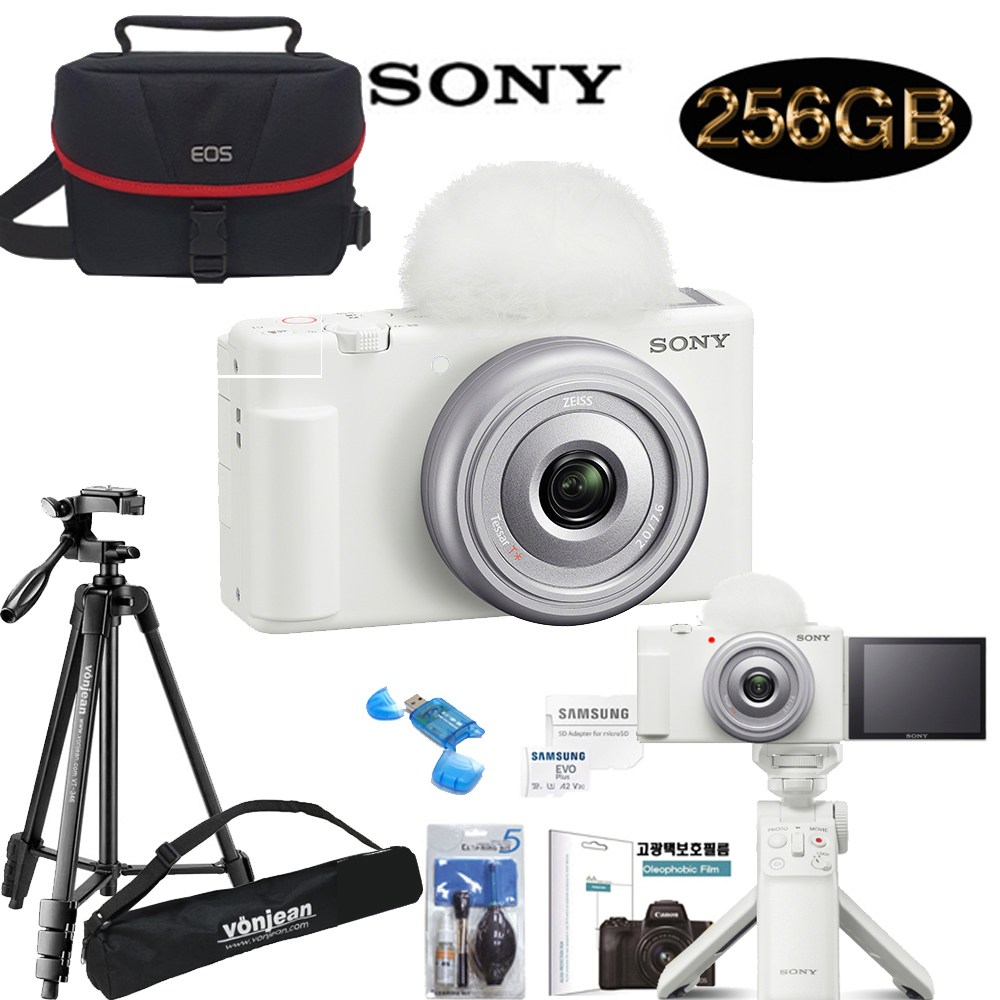 SONY ZV-1F +256GB+GP-VPT2BT슈팅그립+미러리스가방+삼각대+크리닝킷+보호필름+리더기 브이로그 패키지 1,047,000원