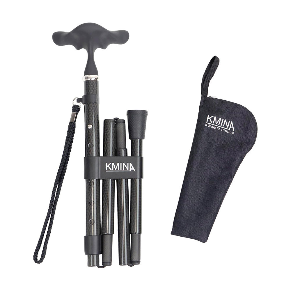 크미나 카본 프로 300g 4단 휴대용 접이식 초경량 노인지팡이 인체공학 손잡이 선택형, 1개, 블랙 인체공학형 129,000원