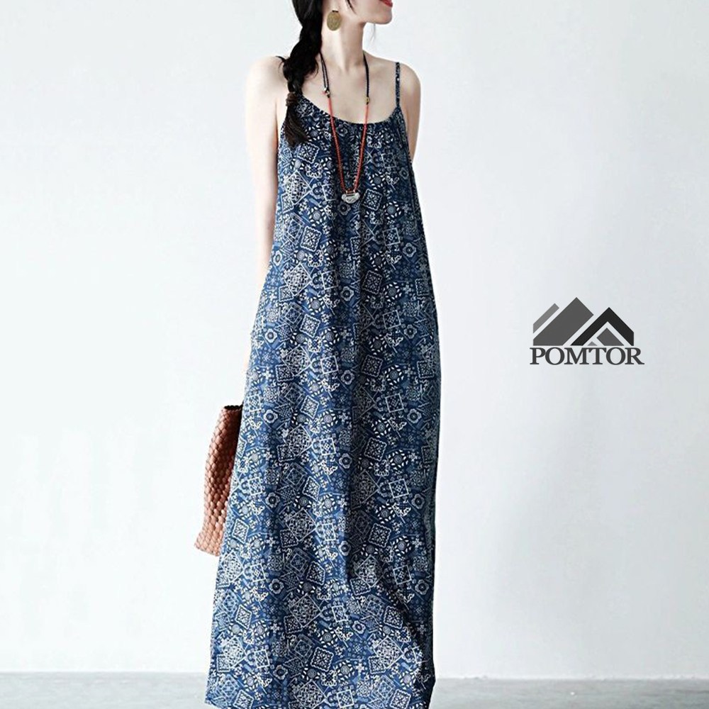 POMTOR 에스닉 나시 원피스 루즈핏 롱 원피스 해변 바캉스 비치 원피스, 현재가 39,980원