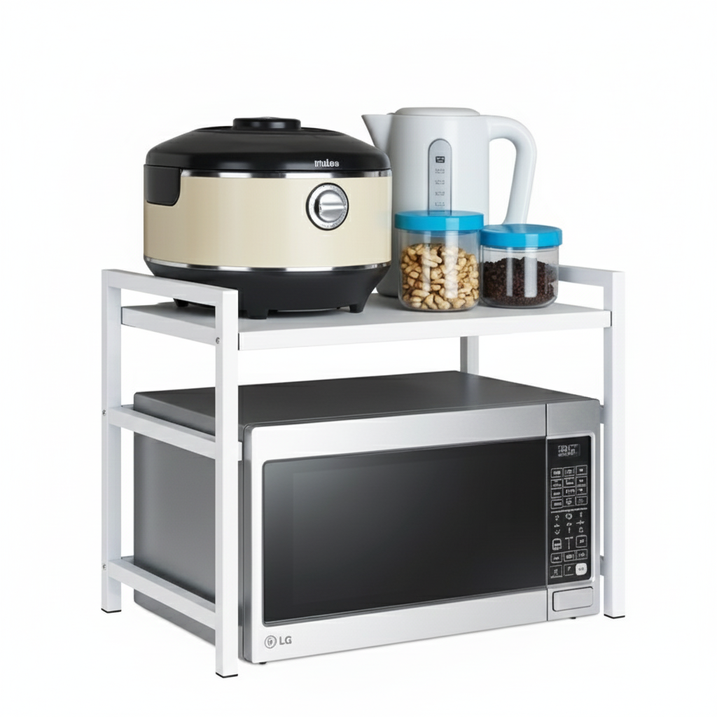 BOKICHI 너비 조절 전자레인지 선반, 1단 화이트, 1개 19,500원