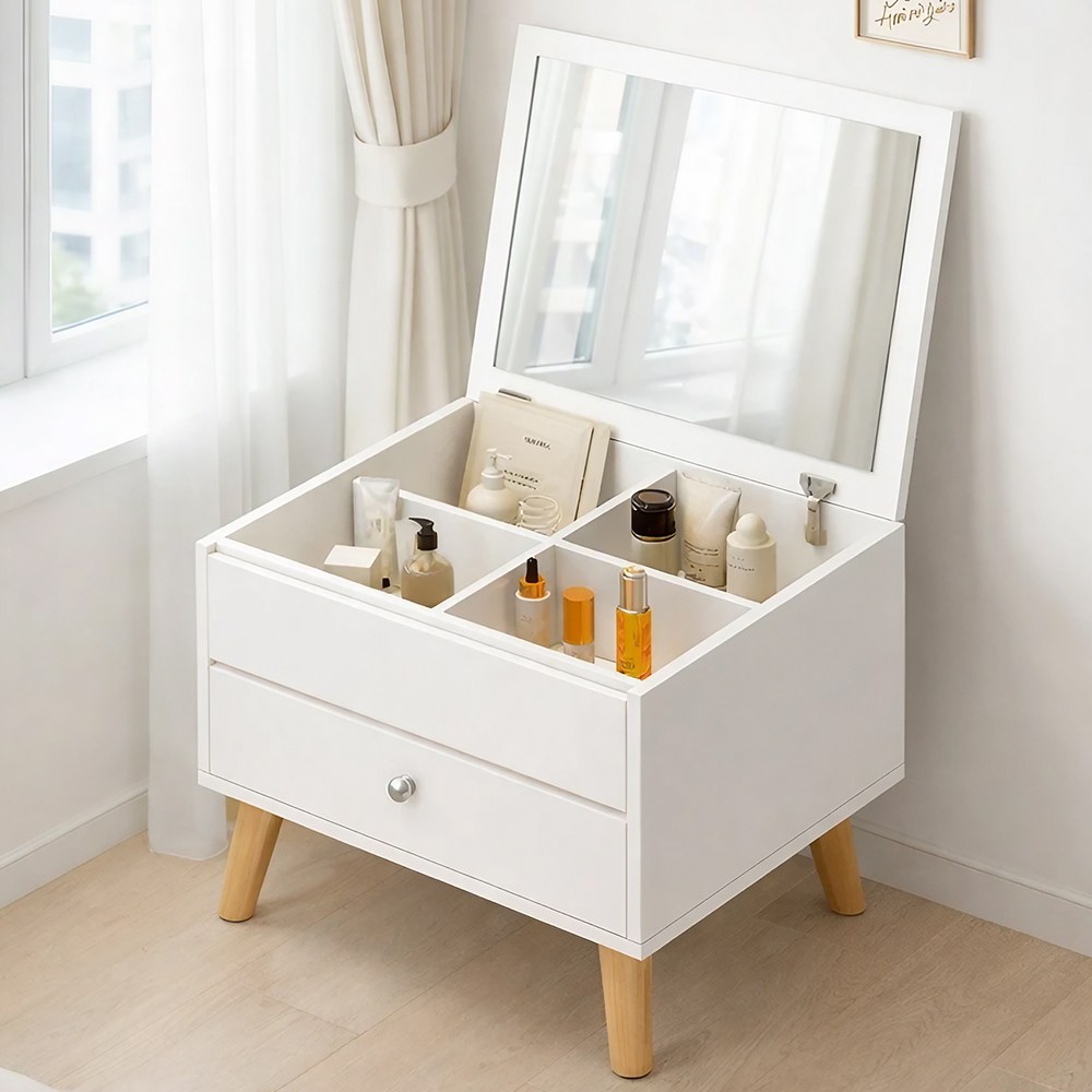 위즈룸 미니 좌식 화장대, 화이트우드, 현재가 37,250원
