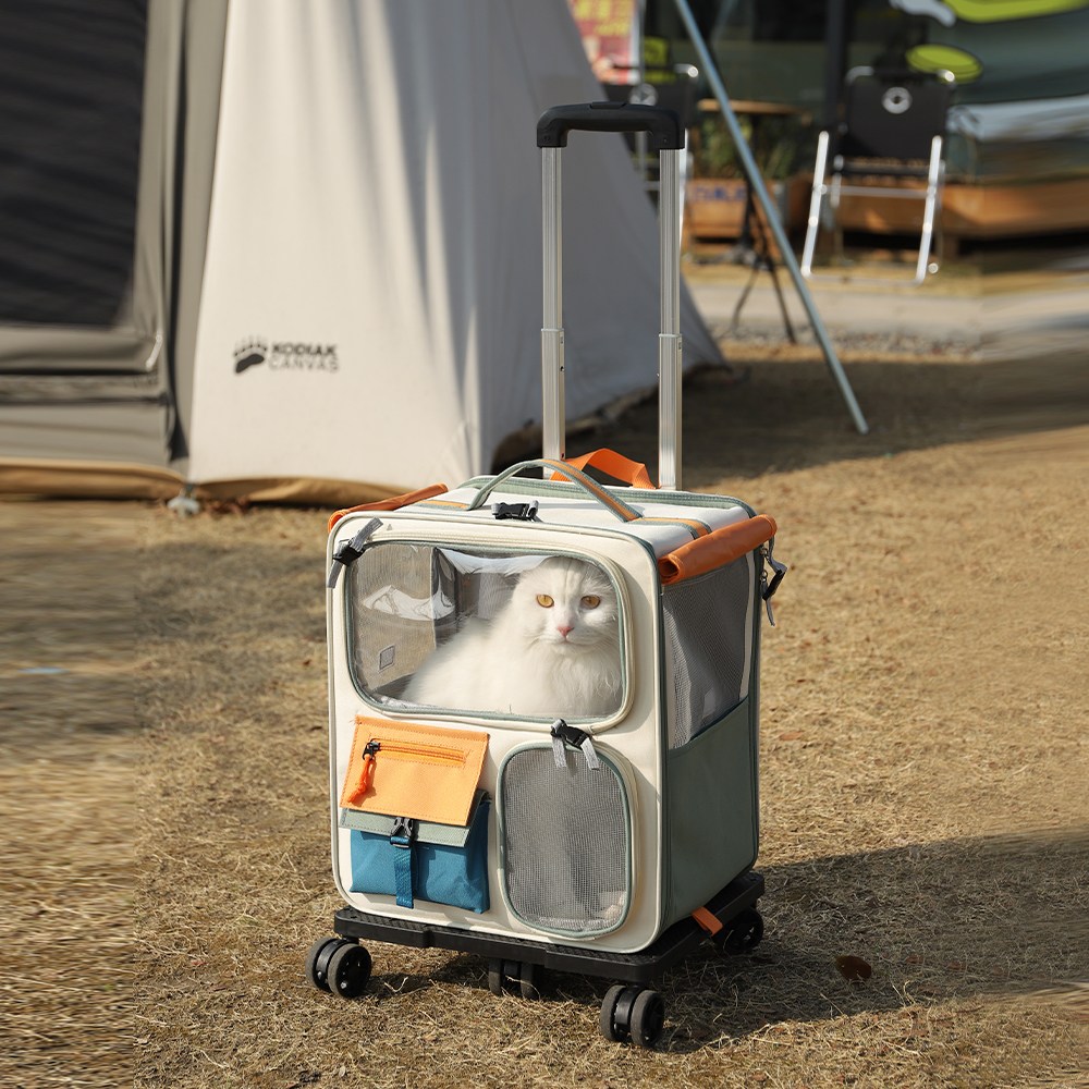 먀오샤오위안 대형 캔버스 반려동물 이동 가방 2in1 - 백팩+캐리어, 통기성 우수 휴대용 멀티펫 여행 캐리어 (강아지 고양이) 46,680원