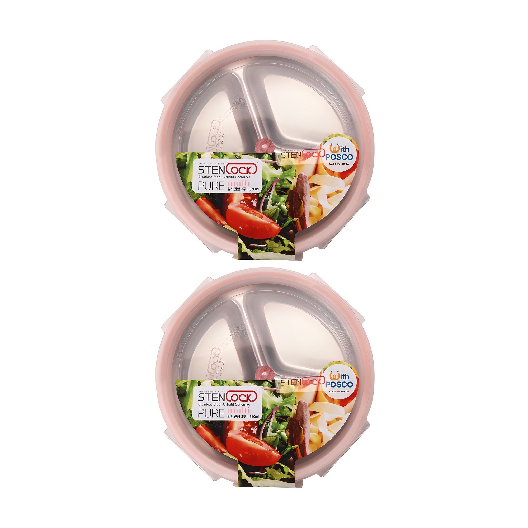 스텐락 퓨어 멀티 원형 2호 밀폐용기 3구 350ml 11,500원