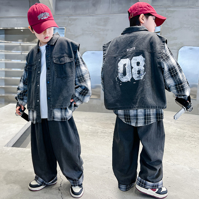 나나키즈 남아 봄 가을 초중생 상하복 조끼 세트 주니어 청 조끼 08 티셔츠 긴팔 상의+하의 초등생 긴바지 (2029) 48,800원