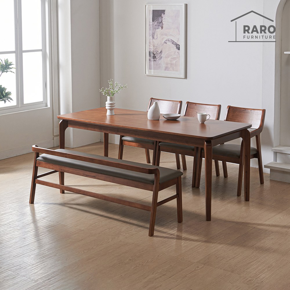 라로퍼니처 라인 1900 참죽나무 원목 6인 식탁 세트 (식탁+의자3+벤치1), 단품, 상세 설명 참조 694,000원