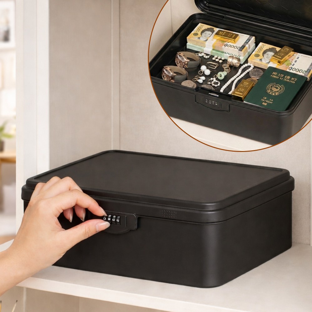 카이로스온 가정용 미니금고 비밀번호 ABS 수납함, 블랙, 현재가 19,900원