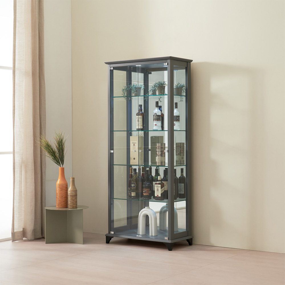 아시수 아로마강화유리장식장 / 4단 5단 장식장 양주장식장 거실진열장 피규어장식장 LED장식장, 그레이 299,900원