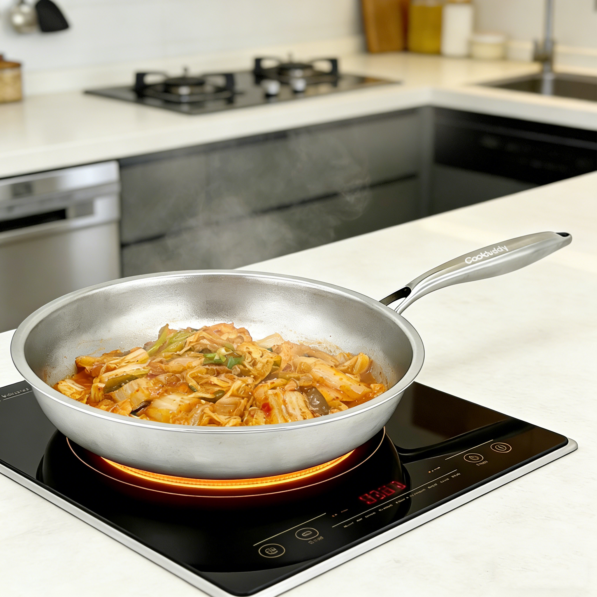 CookBuddy 후라이팬 무연마제 인덕션 304 스텐 프라이팬, 1개, 30cm 33,800원