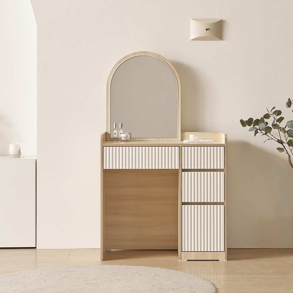 멜루어 800 수납 LED 조명 수납 모던 미니 거울 화이트 화장대, 워시화이트 146,000원