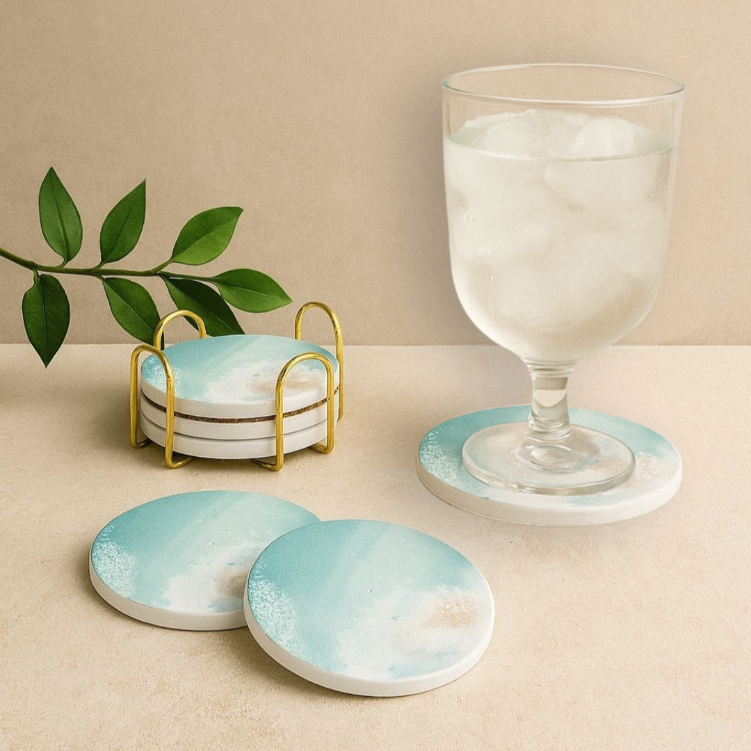 시옷모먼트 고급 디자인 세라믹 물흡수 코스터 카페 컵받침 6개 프레임 세트, 1세트, 물의속삭임 19,800원