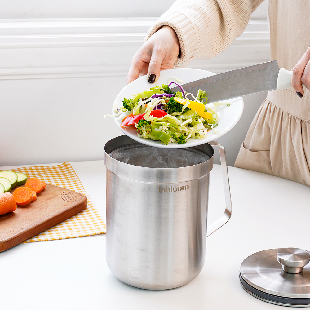 인블룸 완벽밀폐 스텐 음식물 쓰레기통 3L, 그레이, 1개 23,280원