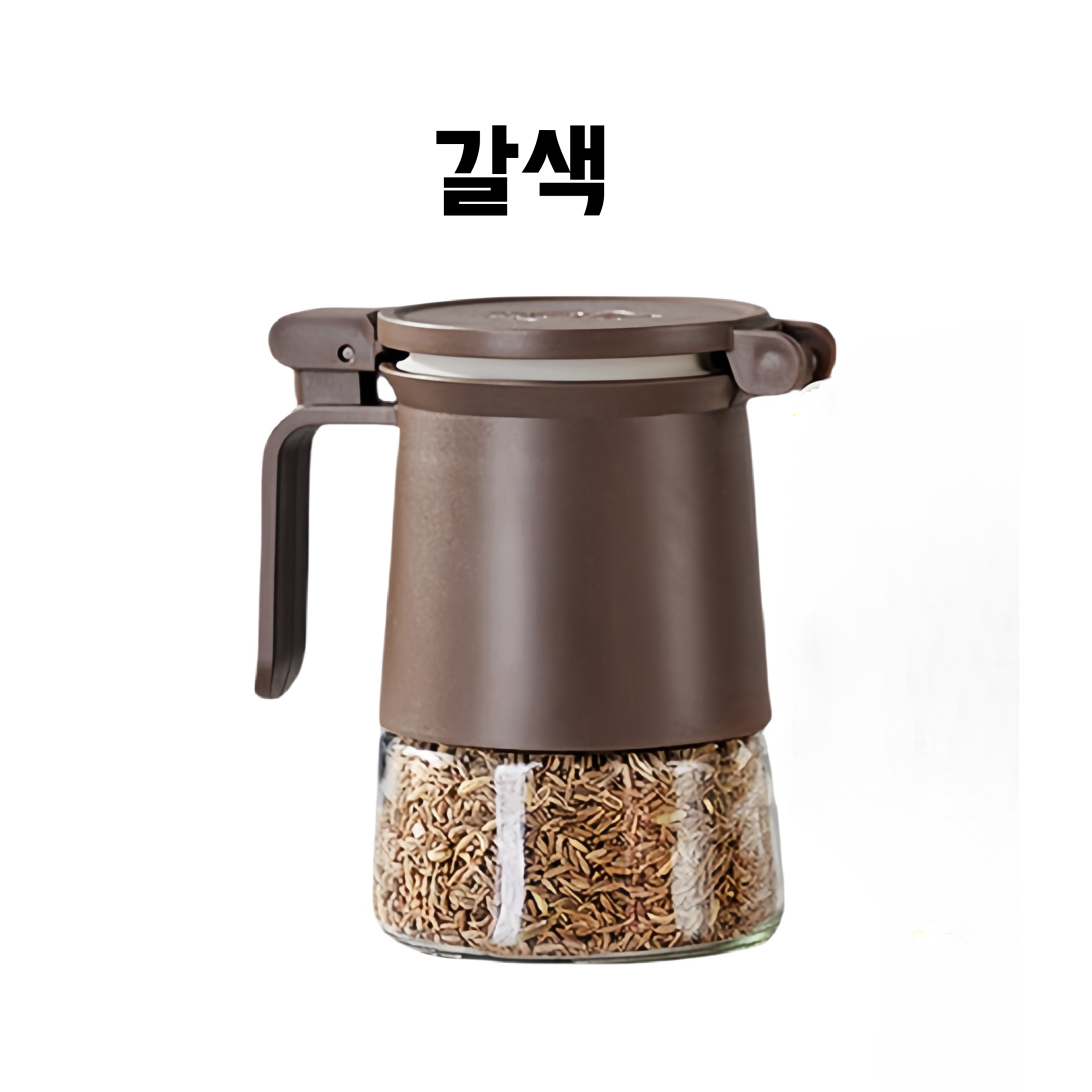 WOW글라스 플립 밀봉 양념통 대용량 350ml 정량 전용 스푼, 갈색, 1개 9,900원