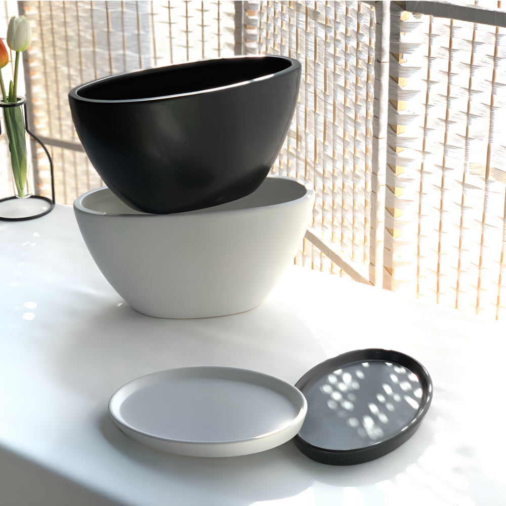 긴화분 토분 분갈이 중형 인테리어 타원 도자기화분, 블랙, 1개, 현재가 18,900원