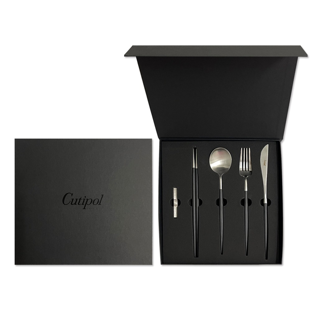 큐티폴 고아 블랙실버 디너 4종 선물세트(디너스푼,디너포크,디너나이프,젓가락세트), 1개 89,000원