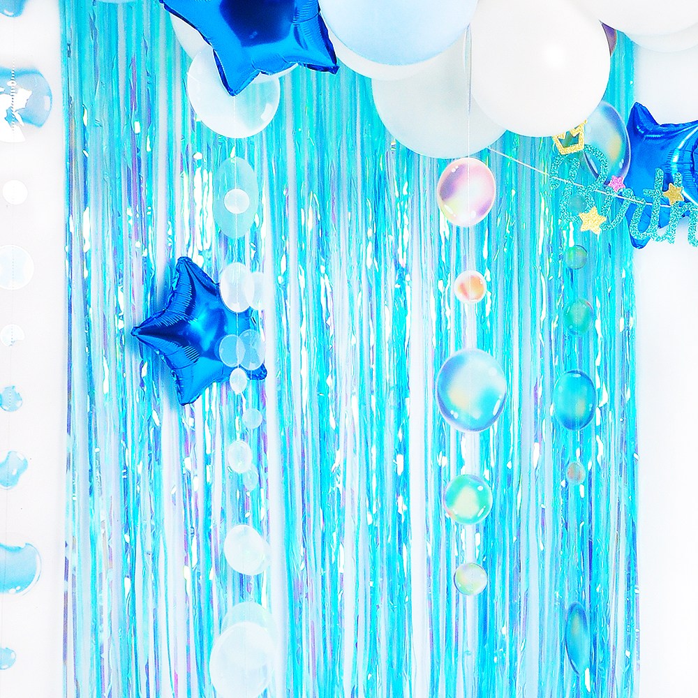 파티쇼 파티 장식 은박 오로라 블루 커튼 생일 파티 행사 축제 데코 소품, 단품 4,360원