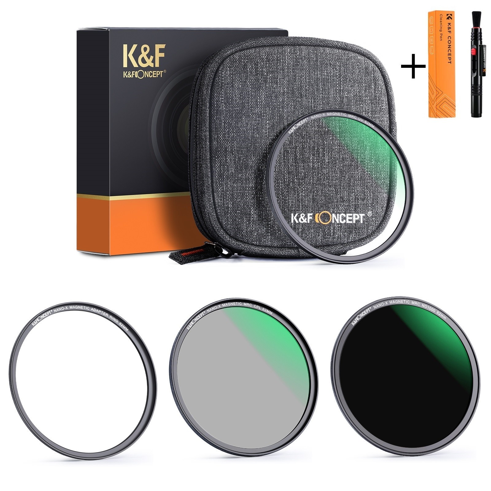 K&F 82mm NANO-X 마그네틱 필터 세터 (ND1000/CPL/UV) / 클리닝펜 /  8K AGC Glass / Magnetic Filter Set + Pen 129,900원