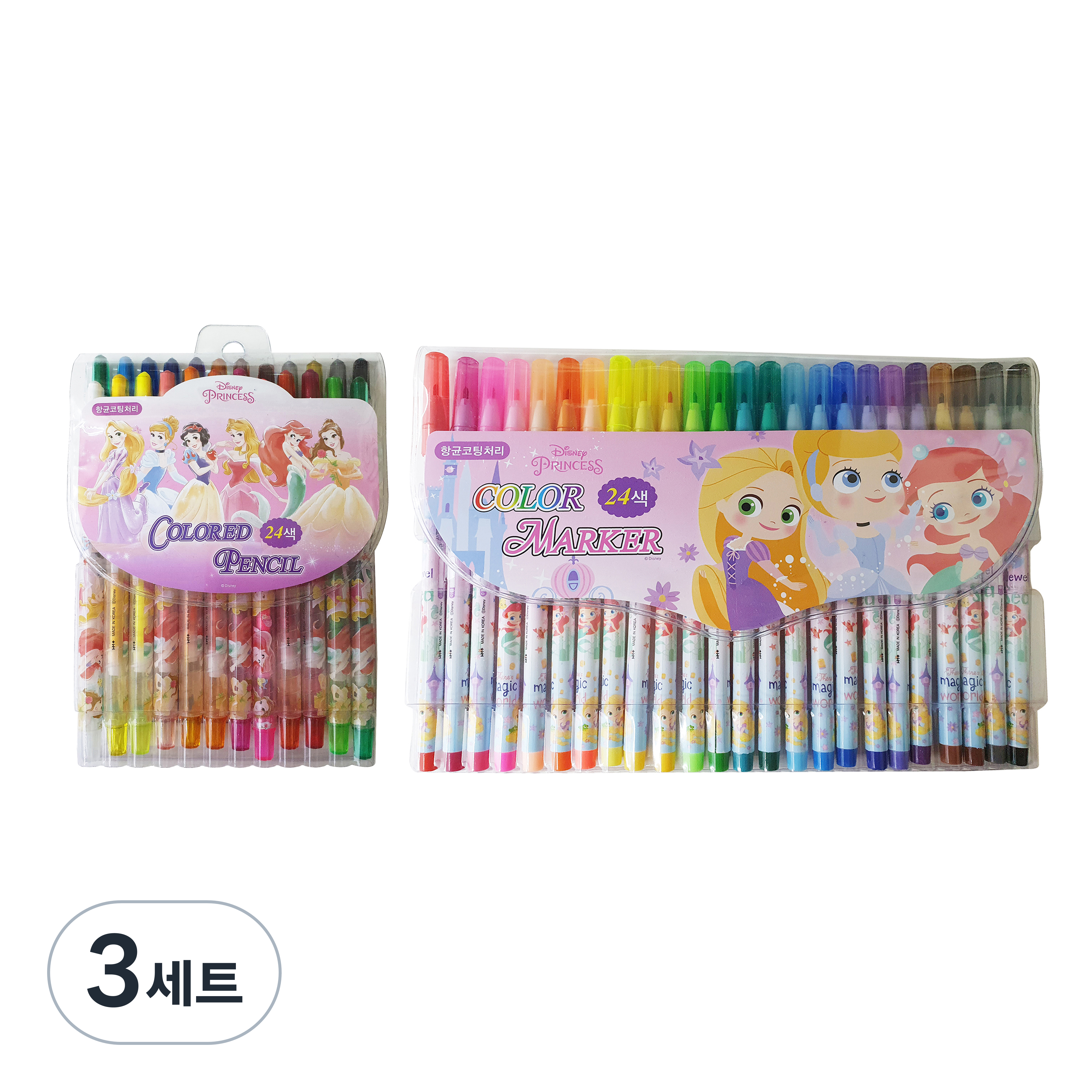 디즈니프린세스 캐릭터 24색 색연필 + 24색 사인펜 세트 44,700원
