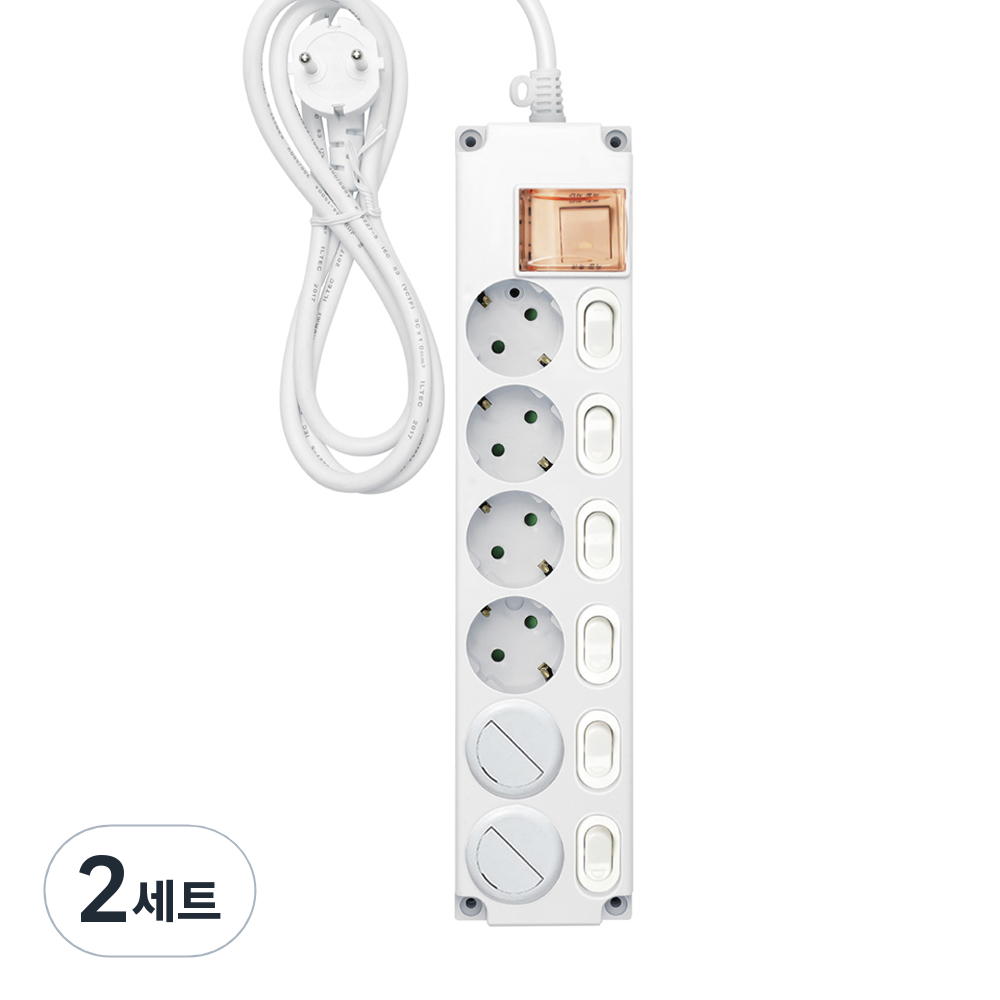 가가넷 포인트 개별 멀티탭 6구 16A + 메인 SW 안전커버 + 안전커버 2p 세트, 화이트, 2세트, 3m 41,400원